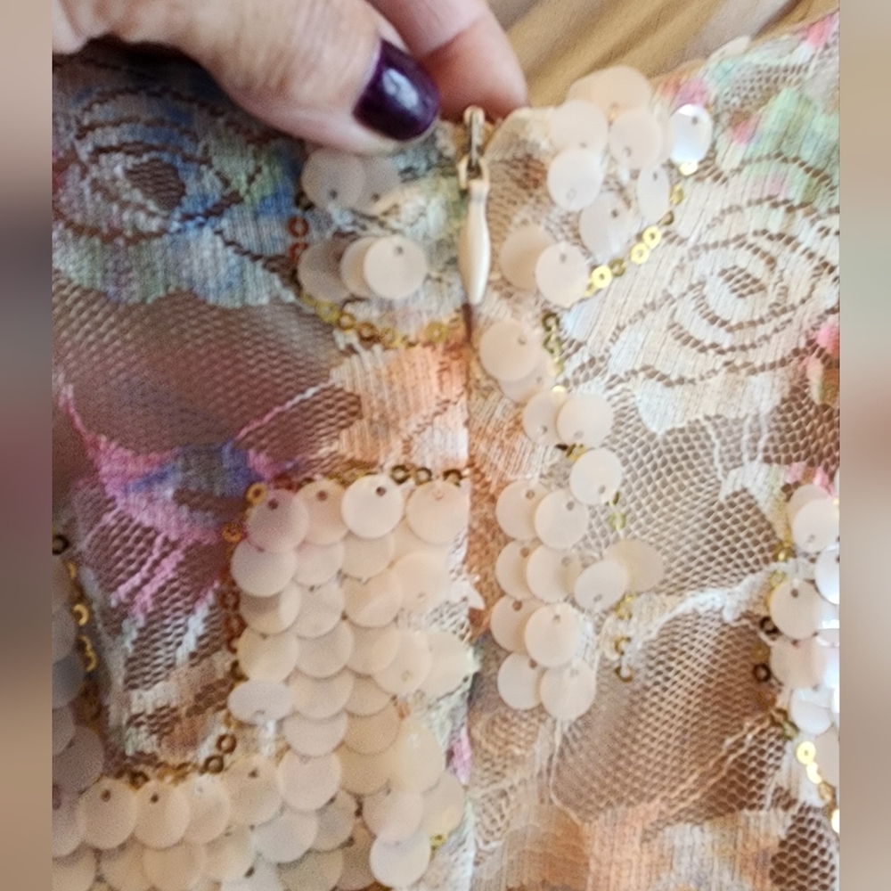 BELLA BERNETT MINI SEQUINS PINK SPARKLY DRESS ADJUSTABLE STRAPS SIZE MEDIUM - Picture 11 of 13